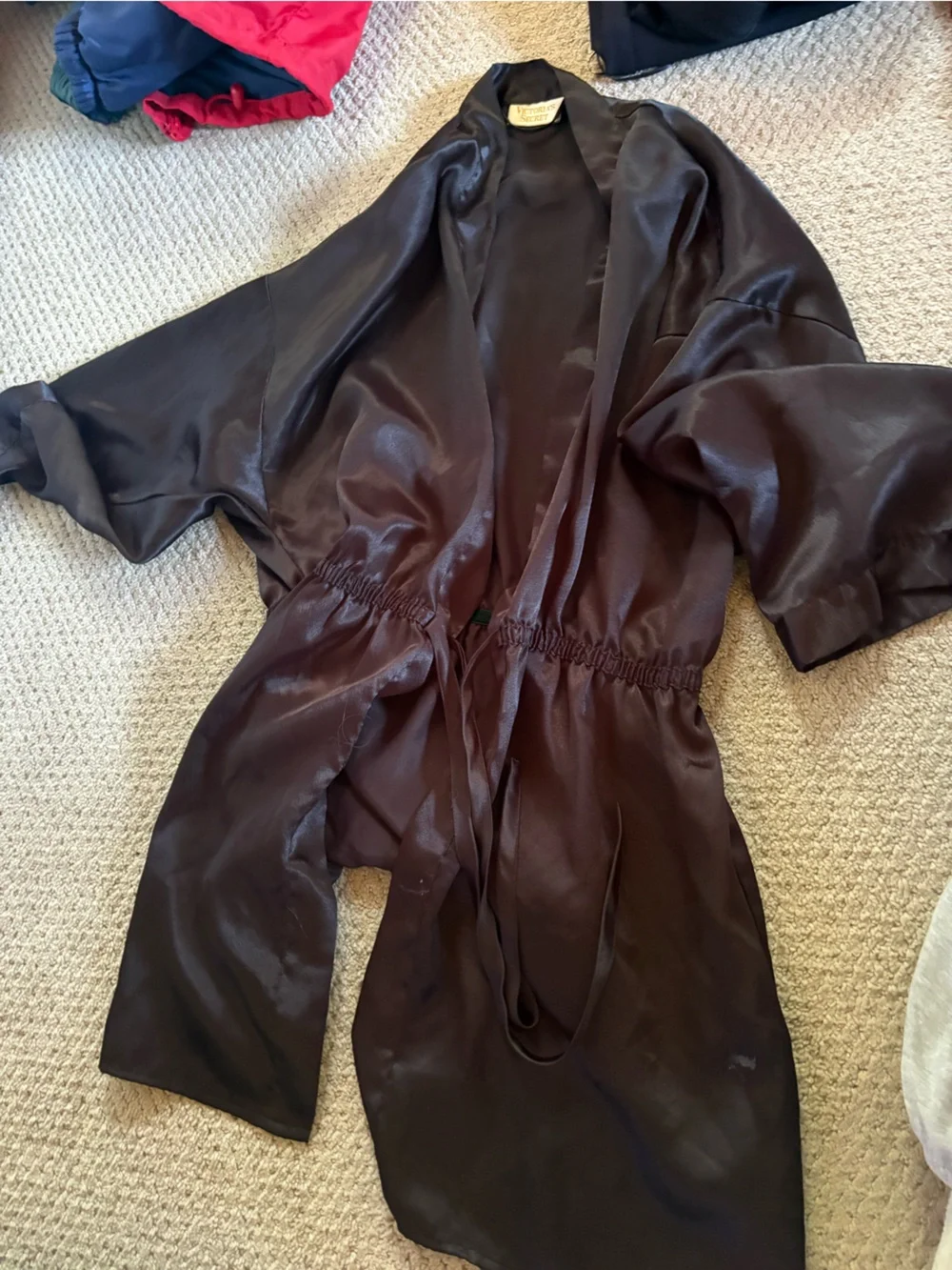 Gold Label Victoria's Secret Black Satin Kimono Robe